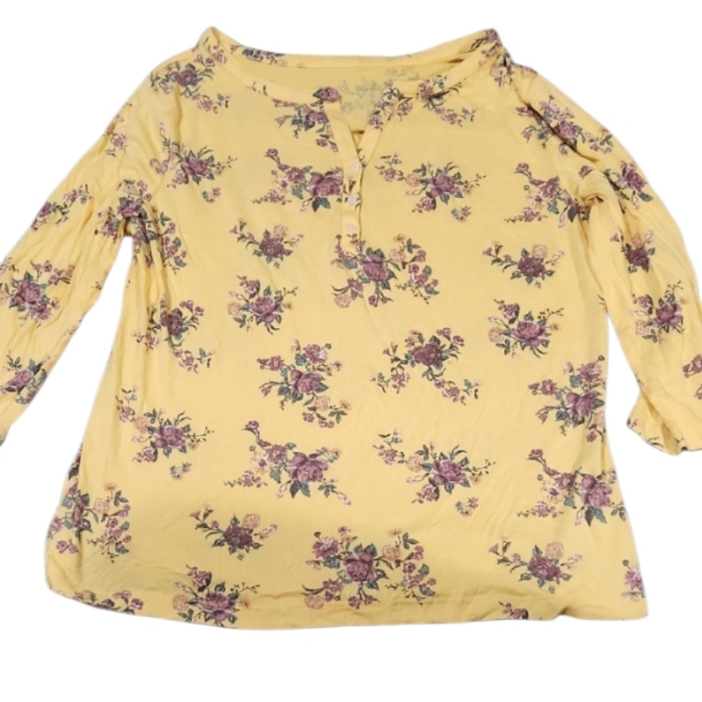 Lascana Half Sleeves 8/10 Floral Yellow Med Top